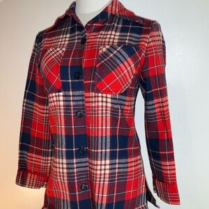 Pendleton Red and Blue 3/4 Sleeve Button Down Shirt